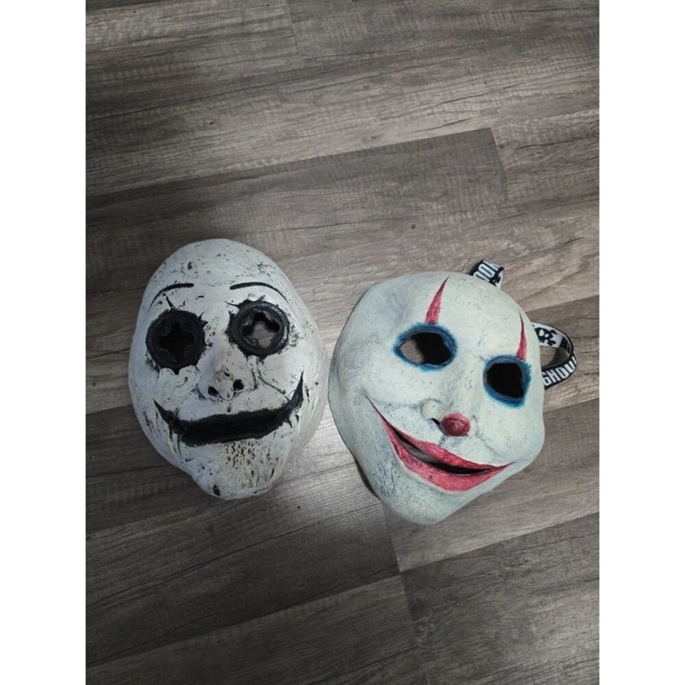 Ghoulish Productions Skull & Smiley Face Masks Lot of 2 Halloween Costume Masks